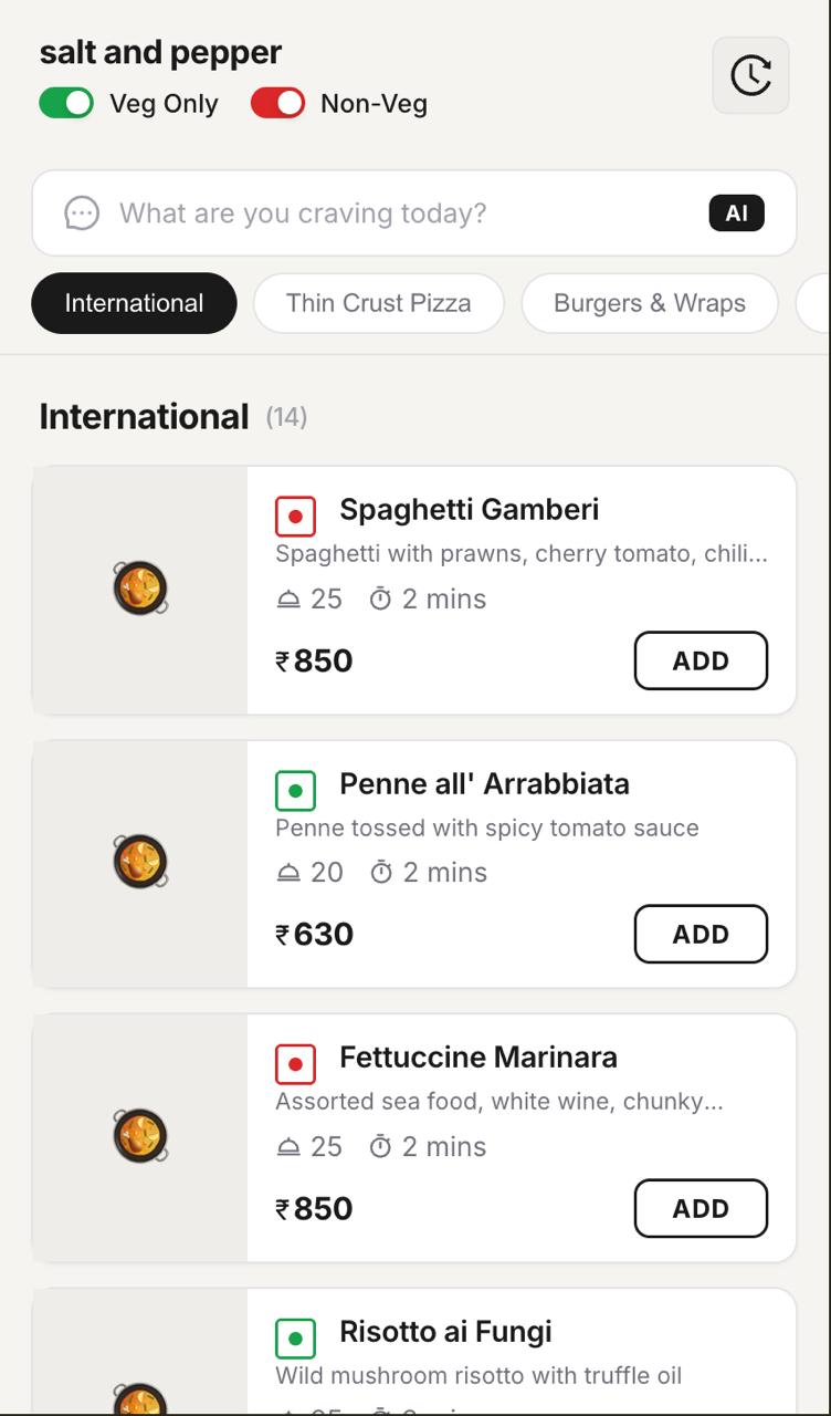 Customer mobile menu - Browse and order food